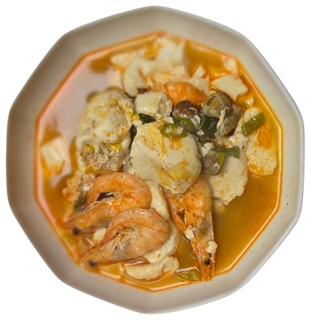 완성된 바지락 순두부찌개